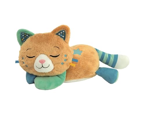 Clementoni Atmendes Kätzchen Plüschtier | Beruhigender Schlafbegleiter mit Vibration, Musik und Naturgeräuschen | Waschbares Stofftier für Babys und Kleinkinder