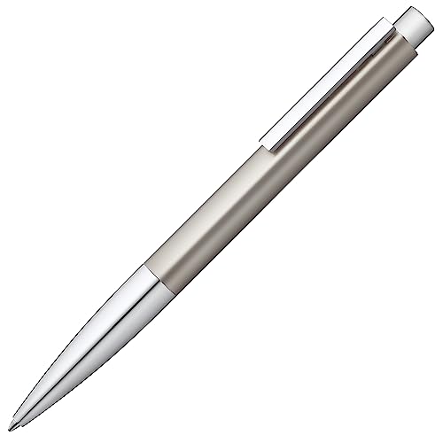 Lamy Ideos Palladium M, Kugelschreiber im eleganten Palladium-Finish mit tropfenförmigem Design und Edelstahl-Clip