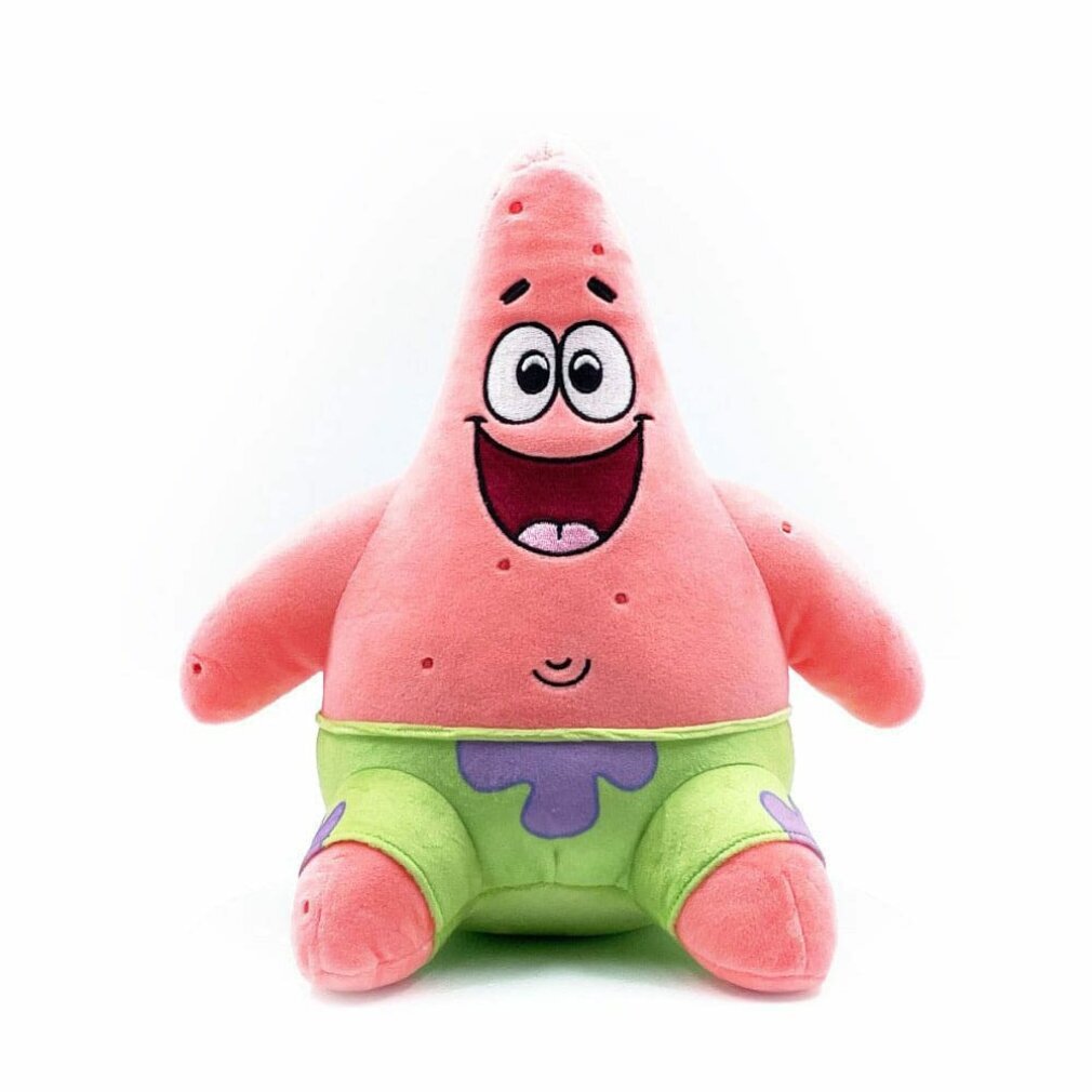 Youtooz SpongeBob Schwammkopf Plüschfigur Patrick Star, 22 cm, 100 % PP-Baumwolle, hellgrüne Shorts mit lilafarbenem Blumenmuster