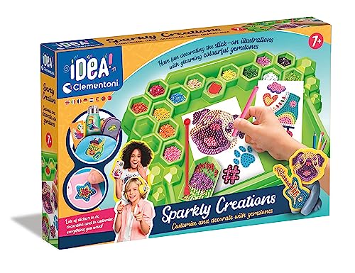 Clementoni® Kreativset idea! Funkelnde 3D-Sticker mit Strasssteinen zur individuellen Gestaltung, Made in Europe
