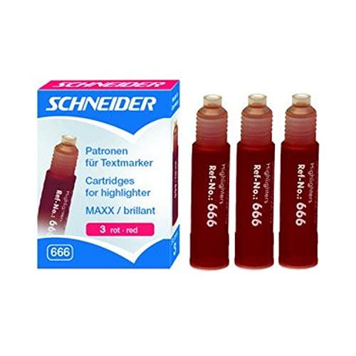 Schneider 6662 Nachfüllpatrone rot/3St. für Textmarker MAXX-115. brillant-190