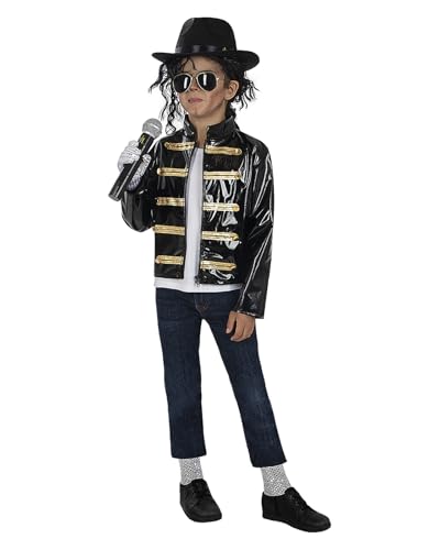 Funidelia Michael Jackson Militär Jacke für Jungen, Kostüm-Zubehör in Schwarz, Größe 10-12 Jahre
