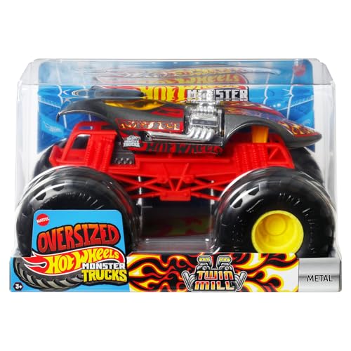 Hot Wheels Monster Trucks Die-Cast, Maßstab 1:24, assortierte Fahrzeuge mit individuellen Details und Crash-Power