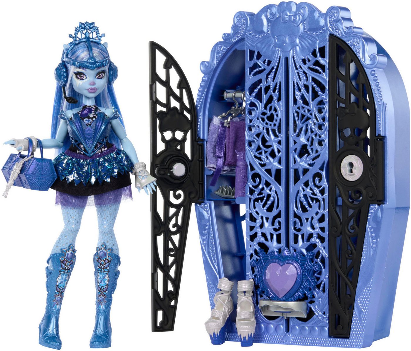 Mattel® Anziehpuppe Monster High, Skulltimate Secrets: Monster Mysteries, Abbey Bominable, gruselige Detektivspiel mit magischem Lupenschlüssel, ab 4 Jahren, schauriger Schrank zur Aufbewahrung - Preisvergleich