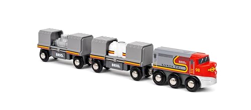 BRIO® Spielzeug-Eisenbahn BRIO® WORLD Santa Fe Zug, Holzspielzeug mit zwei Güterwaggons und FSC®-Zertifizierung