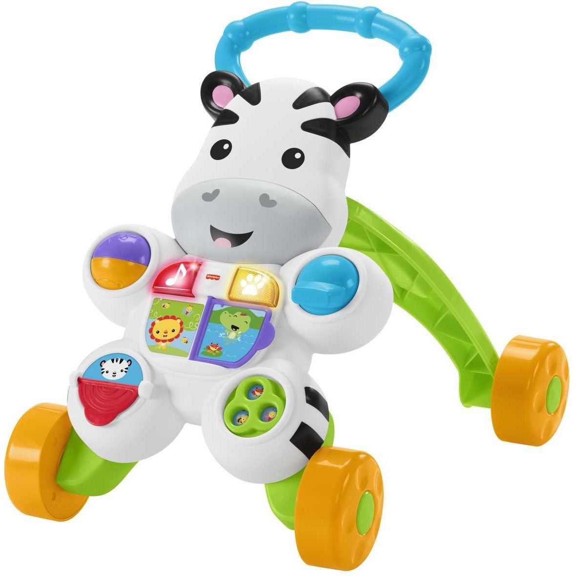Fisher-Price Zebra Lauflernwagen, motorikfördernd mit Soundeffekt und leicht zu ziehenden Rädern