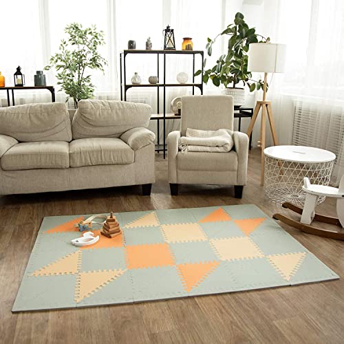 Hakuna Matte große Puzzlematte für Babys Hygge 1,8x1,2m – Stylische Spielmatte in Einer umweltfreundlichen Verpackung – schadstofffreie, geruchlose Krabbelmatte – 48 Dreiecksfliesen, 20 Seitenränder