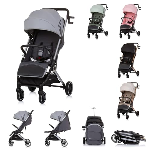 Chipolino Kinderwagen, Buggy Pixie zusammenklappbar Getränkehalter Korb 22 kg, Farbe:grau