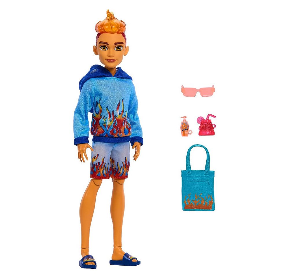Mattel® Monster High Scare-adice Island Heath Burns Doll, G3-Puppe mit Strandoutfit und Zubehör, feuriges Design