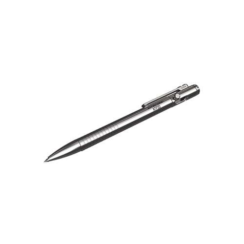 Nitecore Titan Pen NTP30, Taktischer Schreibstift mit Wolfram-Glasbrecher und Schneider Gel Mine, Silber