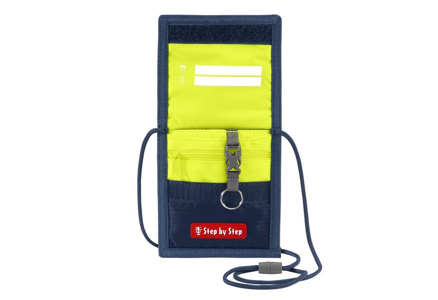 Step by Step Brustbeutel mit Fensterfach, Kleingeldfach (1-tlg) - Kinder-Brustbeutel, All-over-Print, mit Hartgeldfach, Fensterfach, Schlüsselbefestigung, Blau