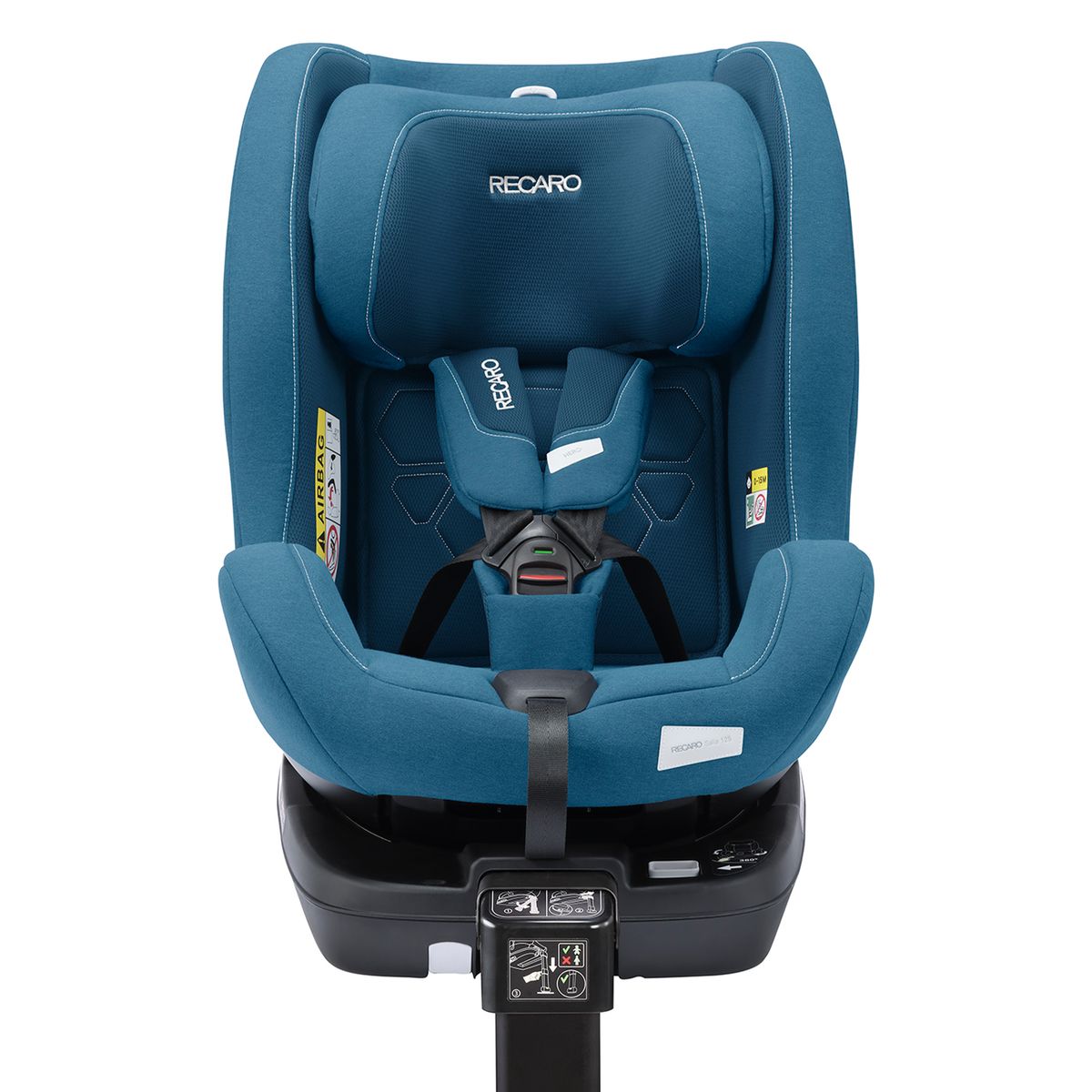Recaro Reboarder-Kindersitz Salia 125 i-Size, drehbar mit Isofix-Basis - Steel Blue, ab Geburt bis 7 Jahre