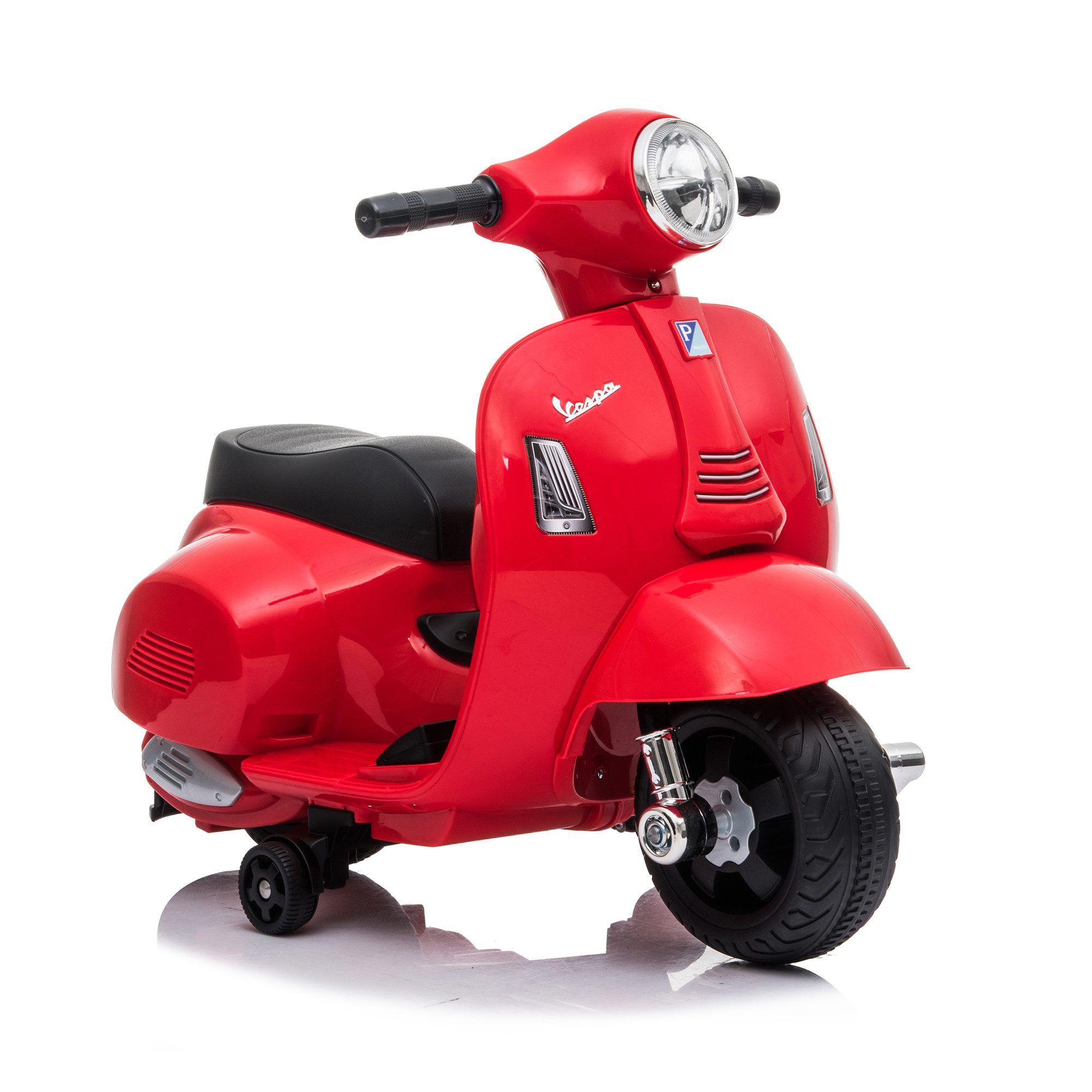 Lemodo Elektro-Kinderroller VESPA mit abnehmbaren Stützrädern, Elektromotorrad, mint/rosa