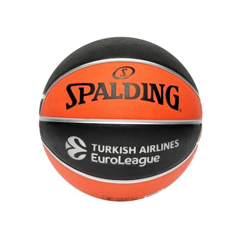 Spalding Euroleague Varsity TF-150 Sz5 Basketball, Black/Orange, Hochwertige Material, Langlebig, Hält kühl und bequem
