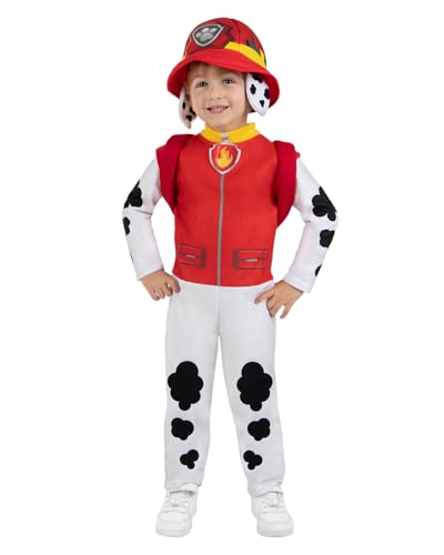 Funidelia Offizielles Marshall Paw-Patrol Kostüm für Kinder, Overall mit Schwanz, Mütze und Rucksack, Größe 3-4 Jahre, rot, für Karneval und Halloween