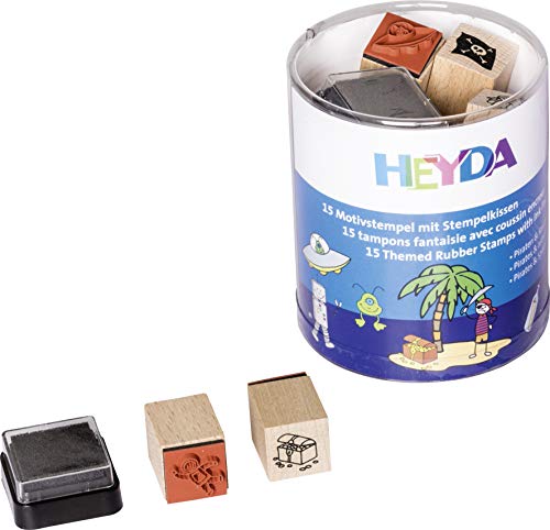 Heyda 204888486 Heyda 204888486 Stempel-Dose (Piraten & Raumfahrer) Motivgröße: ca. 1,5 x 1,5 cm