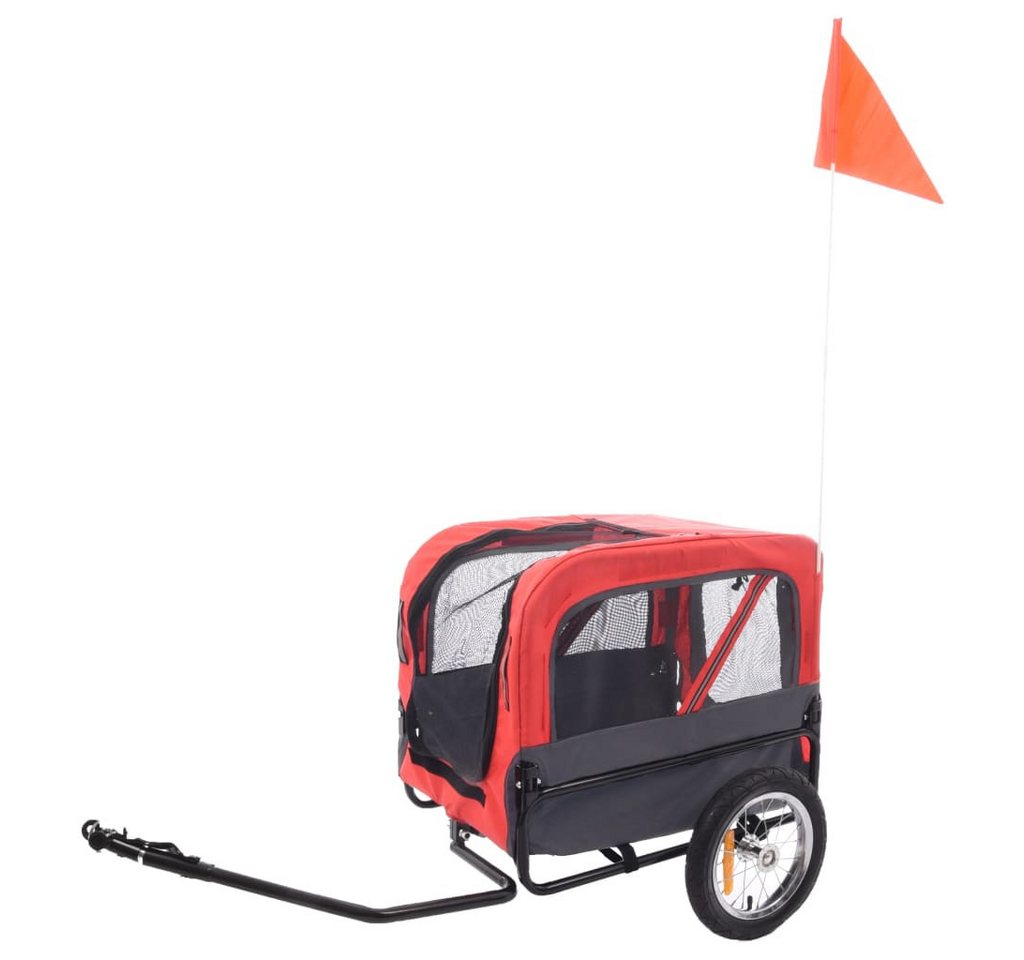 Flamingo Fahrradhundeanhänger Hunde-Fahrradanhänger Romero Rot 59,5 x 43 x 51 cm mit reflektierenden Streifen und Schnellspannrädern