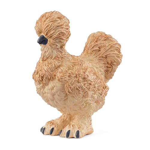 Schleich Seidenhuhn - Farm World, 3,7 x 2,1 x 4,4 cm, freundliches Gauklerhuhn mit üppigem Federkleid