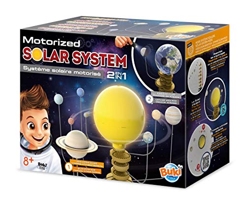 Buki Motorized Solar System, Experimentierkasten mit leuchtender Sonne und realistischem Umlauf der Planeten in 35 Minuten