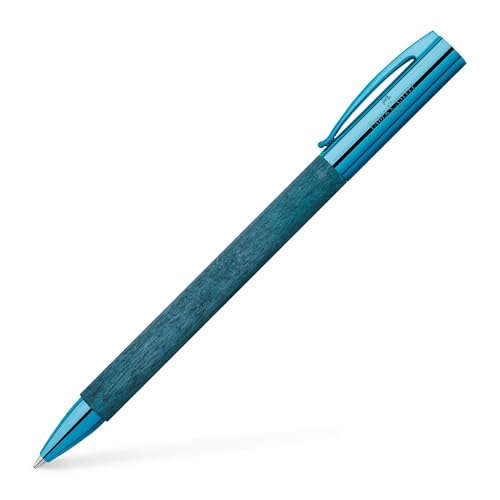 Faber-Castell Kugelschreiber Ambition Blue Wood, schlankes Design aus blau lackierter Hainbuche mit chromierten Zierteilen