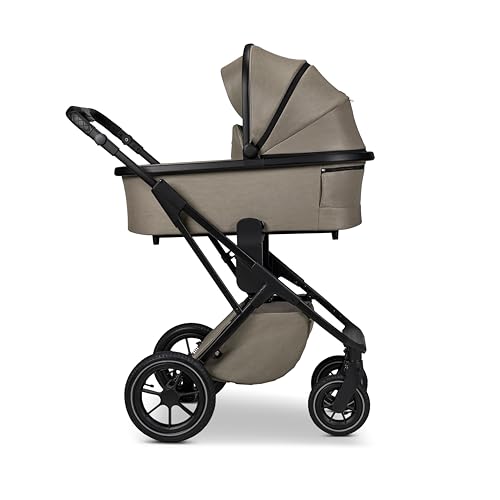 Moon PIÙ, Kombikinderwagen 2-in-1 mit höhenverstellbarer Rückenlehne, Luftreifen und 5-Punkt Magnet-Gurtsystem, schmutz- und regenabweisend