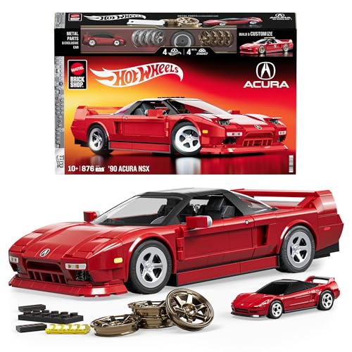 Mattel® Modellbausatz Brick Shop Hot Wheels, ELITE SERIES Acura NSX, Maßstab 1:16, 876-tlg, inkl. Die-Cast-Auto und individuelle Gestaltungsmöglichkeiten