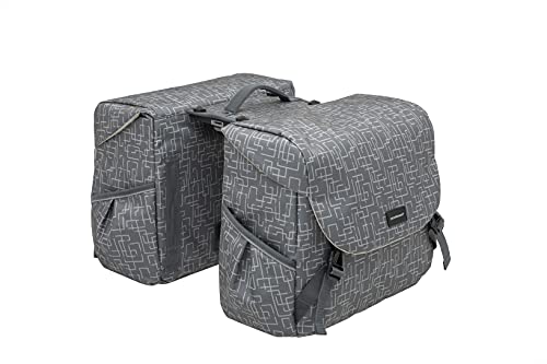 New Looxs Mondi Joy Double MIK Doppeltasche, Ivy Grey, 38 Liter - Wasserabweisende Kinderfahrradtasche