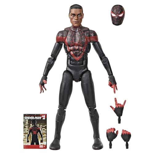 Marvel Legends Series Ultimate Miles Morales Spider-Man Action-Figur, 15 cm, schwarz, mit 5 Accessoires und über 20 Bewegungspunkten