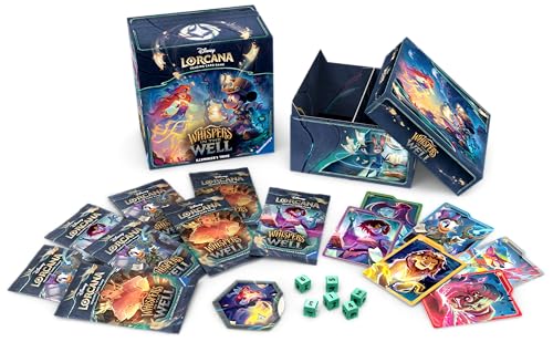 Ravensburger Disney Lorcana TCG Whispers in the Well Illumineer's Trove, Sammelkarten-Set mit Aufbewahrungsbox, 8 Booster-Packs, Schadensmarker-Würfel und legendärem Fortschrittsmarker, Englische Edition