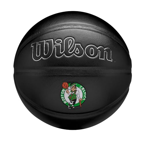 Wilson Boston Celtics NBA Basketball, Lederverbundstoff mit gesticktem Mannschaftswappen für Innenbereich