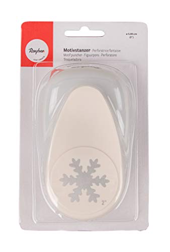 Rayher Hobby 69007000 Motivstanzer Schneeflocke, ø 5,08 cm- 2 Zoll, inkl. Auffangbehälter, geeignet für Papier/Karton bis zu 200g/m², transparente Sicherheitsabdeckung