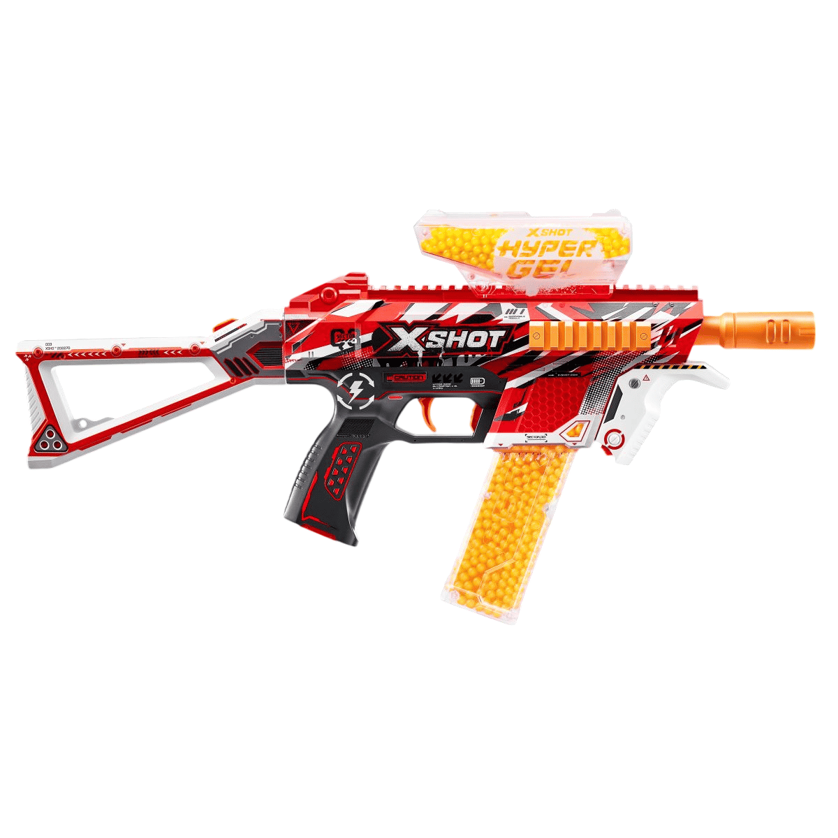ZURU XShot Hyper Gel Blaster Trace Fire, motorisierter Blaster mit 76 km/h Geschwindkeit, voll- und halbautomatisches Feuermodul