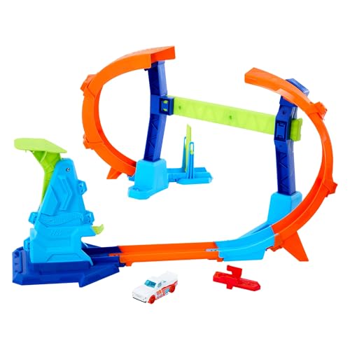 Mattel Hot Wheels - Spielset Corkscrew Jump Champions, anpassbares Trackset mit Spiralsprung, für Kinder ab 3 Jahren