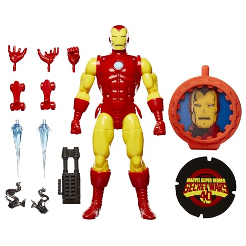 Marvel Legends Series Iron Man, 15 cm Action-Sammelfigur im Retro-Design mit austauschbaren Köpfen und Händen, inspiriert von Secret Wars, Sammlerverpackung
