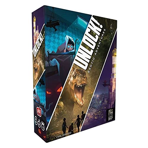 Space Cowboys ASMSCUNLOCK04EN Unlock 4 Exotic Adventures, Multicoloured Brettspiel mit langlebiger Qualität