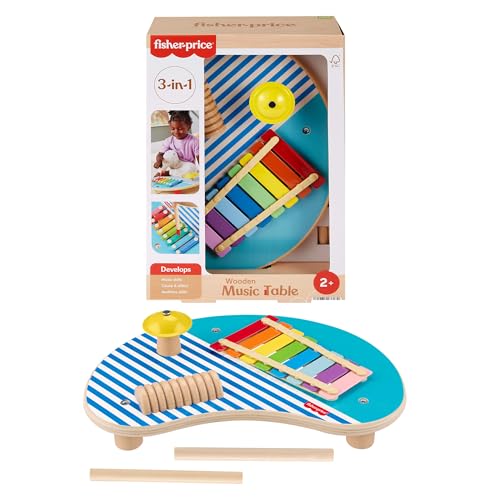 Fisher-Price® Holz-Musiktisch mit Percussion-Instrumenten, fördert Feinmotorik und Kreativität, FSC-zertifiziert