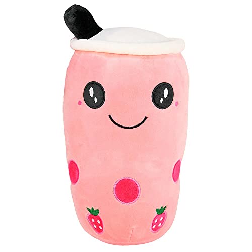 Bubble Tea Kuscheltier rosa Erdbeere - ca. 28 cm, Premium Qualität, flauschig weich, Bubble Tea Plüschtier, Bubble Tea Stofftier, Kuscheltier Bubble Tea - Preisvergleich