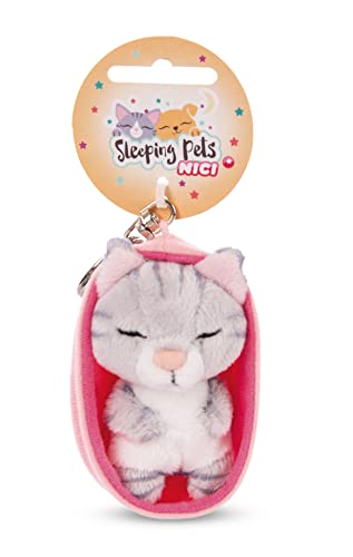 NICI 48841 Schlüsselanhänger Sleeping Pets Katze grau getigert 8cm