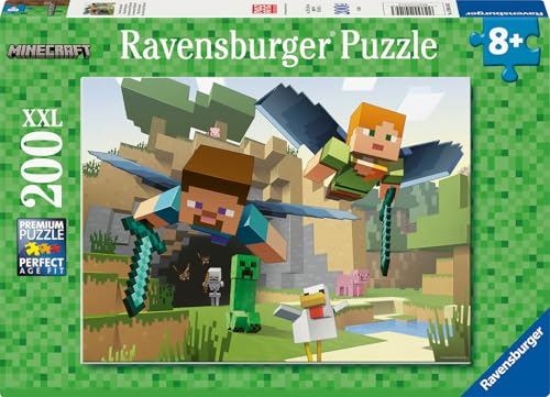 Ravensburger Kinderpuzzle - 12004144 - Minecraft - 200 Teile im XXL-Format, für Kinder ab 8 Jahren