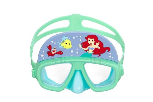 Bestway Disney Tauchmaske Little Mermaid ab 3 Jahren, stoßfeste Polycarbonat-Linsen mit UV-Schutz, weiche Randabdichtung, verstellbares PVC-Kopfband