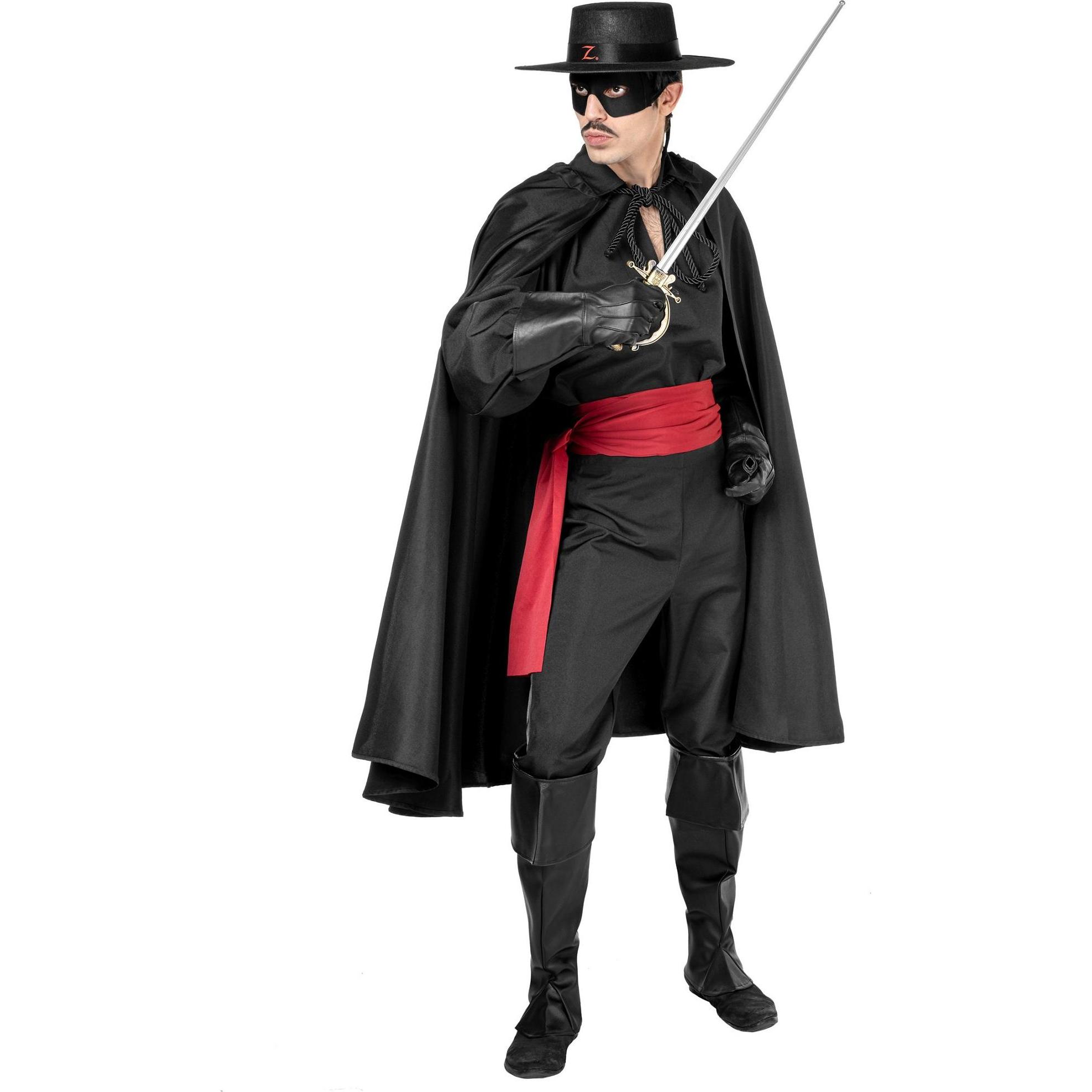 Maskworld Zorro Kostüm, lizenziertes komplettes Outfit mit Umhang und Maske, Schwarz, Größe S