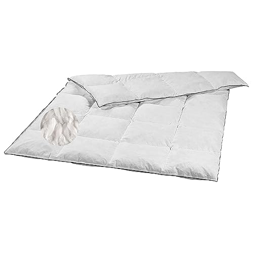 sleepling 197024 warme Winterdecke Bettdecke Daunendecke Federdecke | 20% Daunen 80% Federn (Klasse 1, 940 gr.) | Downpass | 100% Daunen-Batist | Made in EU | Waschbar 60 Grad | 135 x 200 cm, weiß