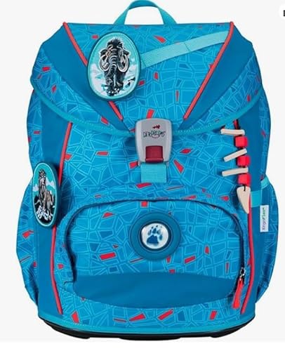 DerDieDas Schulranzen ErgoFlex Light Superflash Set 6-teilig, robustes Material, komfortable Träger, vielseitige Taschen, Blue Ice blau