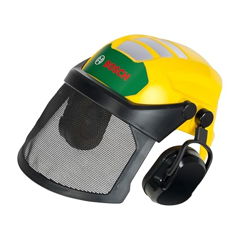 Theo Klein Bosch Waldarbeiter Helm, größenverstellbar mit beweglichem Visier, rot