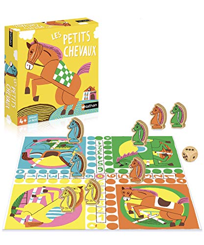 Nathan – Spiel der kleinen Pferde – Brettspiel für 2 bis 4 Spieler, ideal für Kinder ab 4 Jahren, mit Klappbrett und Holzsteinen