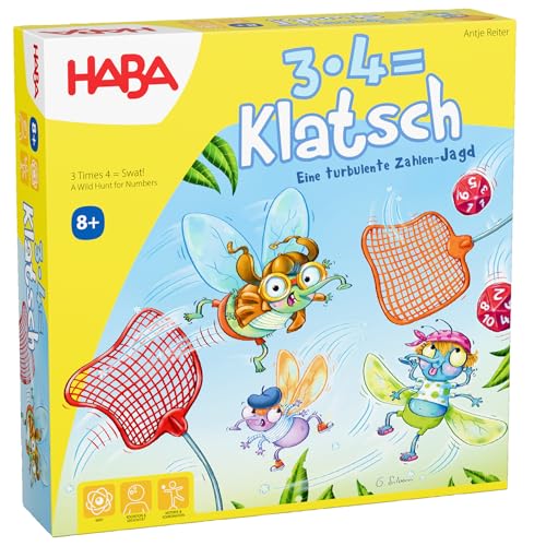 Haba 3x4 = Klatsch, Brettspiel zur Förderung des Kopfrechnens ab 8 Jahren, für 2-6 Spieler