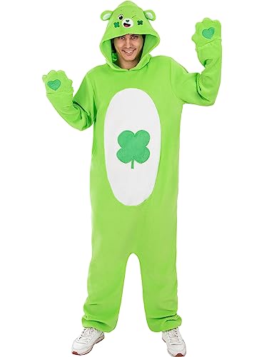 Metamorph Glücksbärchi Kostüm, Einteiliger Overall mit Kapuze und Fäustlingen, 100% Polyester, Größen M und L