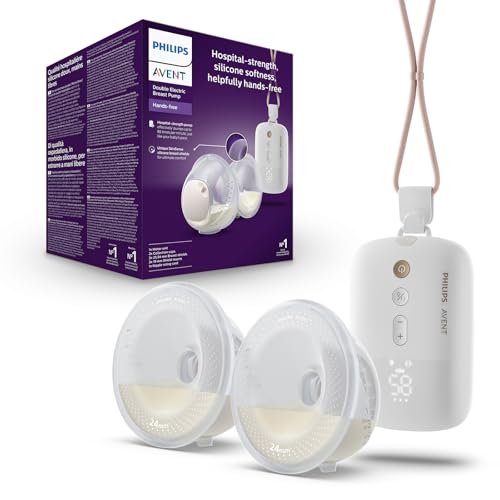 Philips AVENT SCF532/11 Doppel-Milchpumpe, elektrischer Motor, pumpt bis zu 85 Mal pro Minute, ultraleichte Auffangbecher, SkinSense-Silikonschilder