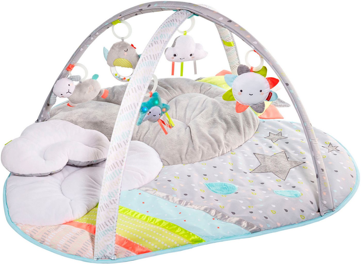 Skip Hop Spielbogen Silverlining, Baby-Spielmatte mit Licht und Sound, sanfte Farbpalette
