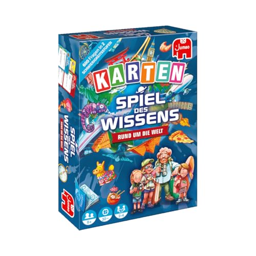 Jumbo Spiel des Wissens Rund um die Welt, Kartenspiel mit 600 Fragen für 2-4 Spieler ab 8 Jahren